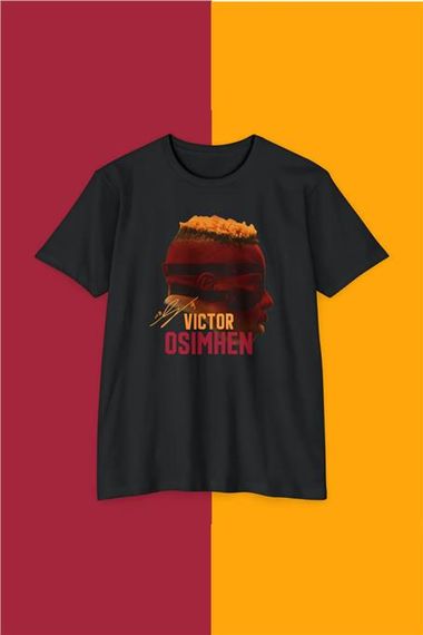 Victor 0Simhen Portreli Maske Baskılı Tişört / T-Shirt Gaıasaray- TYC12356E24CF32000 - Siyah - photo 1