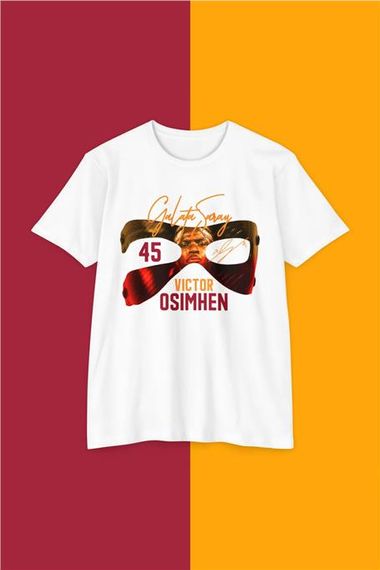 تي شيرت طباعة ماسك فيكتور غلطة سراي باللون الأبيض بجودة ممتازة مع مقاسات متاحة  S, M, L, XL, 2XL - صورة 1