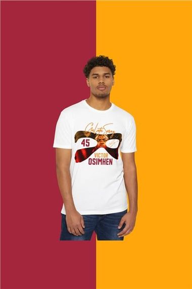 تي شيرت طباعة ماسك فيكتور غلطة سراي باللون الأبيض بجودة ممتازة مع مقاسات متاحة  S, M, L, XL, 2XL - صورة 2