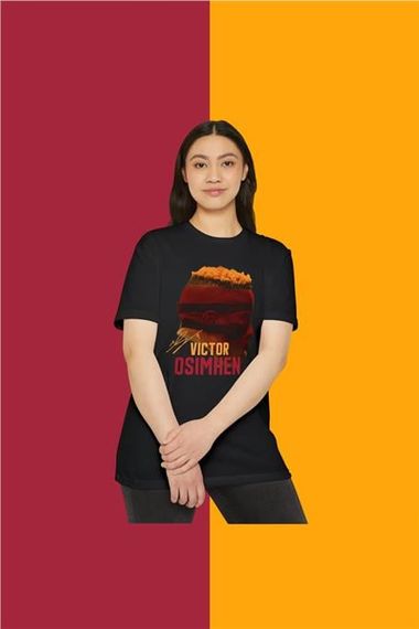 Victor 0Simhen Portreli Maske Baskılı Tişört / T-Shirt Gaıasaray- TYC12356E24CF32000 - Siyah - photo 5