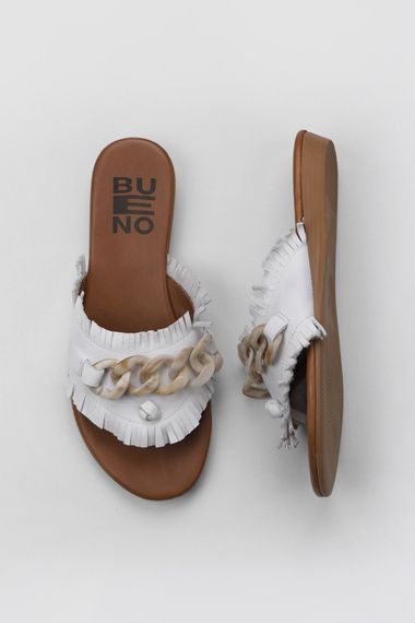 Жіночі шльопанці Bueno Shoes, шкіряні, з термо підошвою, доступні у кольорах: ліловий, кораловий, білий, хакі, розміри 36-42 - фото 1