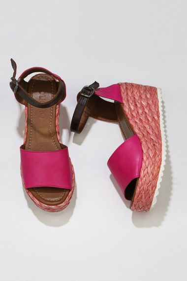 Жіночі туфлі Bueno на платформі з еспадрилями, шкіряні, висота підборів 7,5 см, доступні в розмірах 39-42, кольори: фуксія, рожевий, шкіра рожевого кольору - фото 5