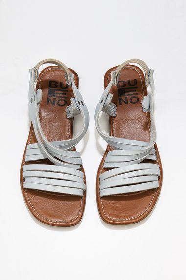 Сандалі Bueno Shoes жіночі 01WS6911, натуральна шкіра, нейлонові підошви, висота каблука 1 см, доступні розміри 36-42, кольори: сірий, пудровий, білий, блакитний, жовтий - фото 1