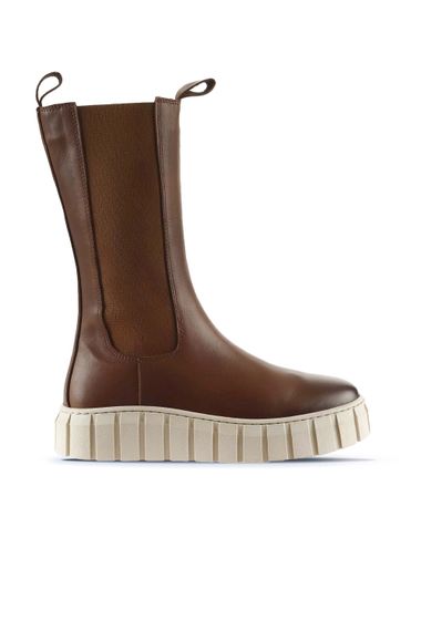 Жіночі черевики з підбором Bueno 01WT3410 з натуральної шкіри, 4 см, термо підошва, кольори: бежевий замш, бежевий шкіра, чорний шкіра, таба шкіра - фото 5