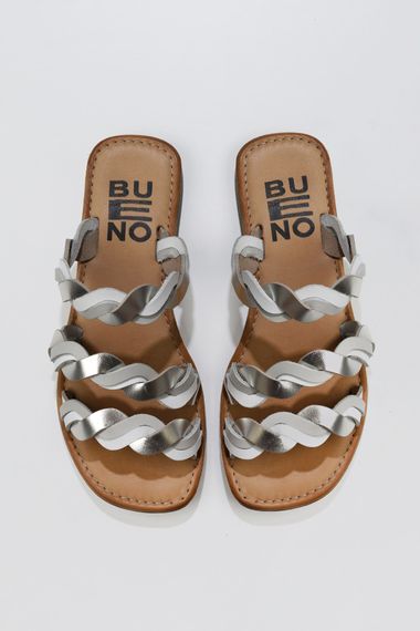 Женские сланцы Bueno, модель 01WU3416, кожаные, термоподошва, высота каблука 1,5 см, размеры 36-42, цвет: желтый, бежевый, пудровый - фото 1