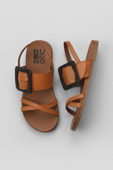 Туфлі Bueno жіночі сандалі 01WU4224, шкіряний верх, термопідошва, доступні в розмірах 36-41, кольори: білий, табак - фото 1