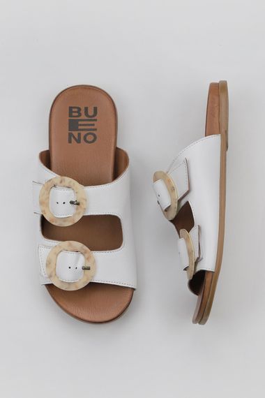 Обувь Bueno Женские Плоские Сандалии 01WU4222 из кожи, термоподошва, доступные в белом, голубом и визоновом цветах, размеры 36-41 - фото 1