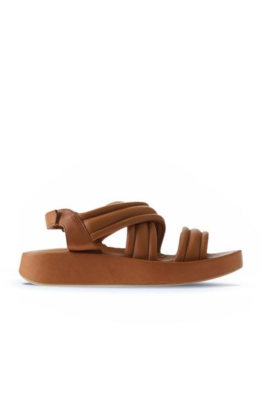 Жіночі босоніжки на платформі Bueno, шкіра, висота каблука 3 см, доступні в зеленому, фуксії, чорному, жовтому та табаковому кольорах - фото 2