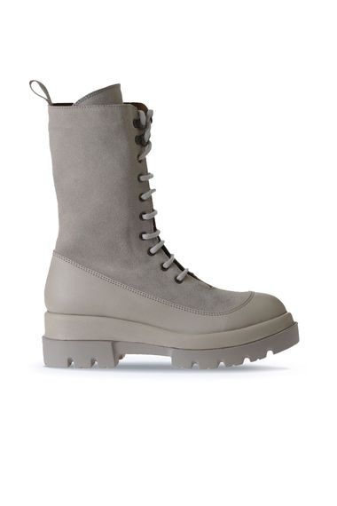 Жіночі черевики Bueno з підбором 5,5 см, шкіра, текстиль, доступні в кольорах: табака, хаки, беж та чорний, розміри 35-41 - фото 1