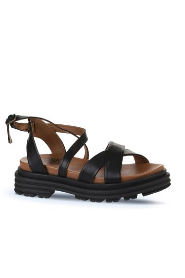 Жіночі босоніжки з підбором Bueno 01WY8305, натуральна шкіра, висота підборів 4 см, кольори: помаранчевий, світло-зелений, чорний, хакі, рожевий - фото 3