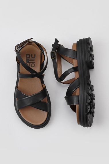 Жіночі босоніжки з підбором Bueno 01WY8305, натуральна шкіра, висота підборів 4 см, кольори: помаранчевий, світло-зелений, чорний, хакі, рожевий - фото 1