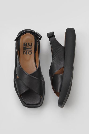 Женские сандалии на высоком каблуке Bueno Shoes, кожаные, высота каблука 3 см, модель 01WY1012, цвета: серый, фуксия, оранжевый, табачный, черный - фото 1