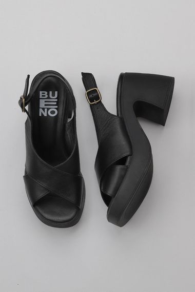 Жіночі туфлі на високому каблуці Bueno 01WY12202, шкіра, висота каблука 8 см, доступні в кольорах: фіолетовий, чорний, жовтий, зелений, екру - фото 1