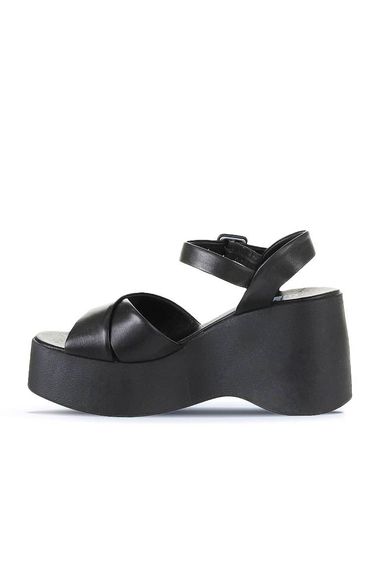 Женские сандалии на танкетке Bueno Shoes, натуральная кожа, 8 см, доступные в разных размерах и цветах: серый, черный-оранжевый, белый, черный, темно-зеленый - фото 4