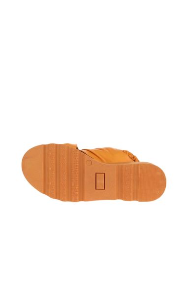 Теплі шкіряні босоніжки на підборах Bueno з висотою каблука 6 см, доступні в розмірах 35-42, кольори: помаранчевий, хакі, табак - фото 5