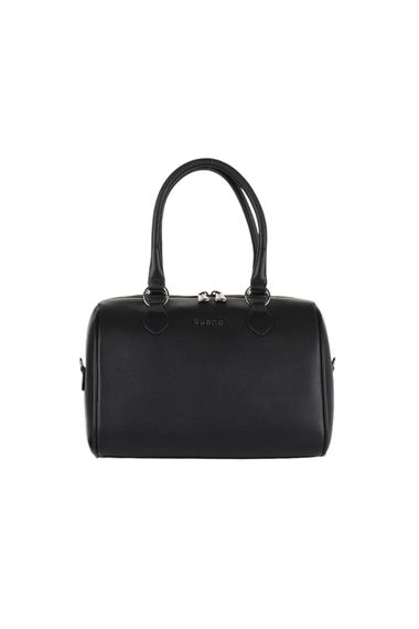 حقيبة كتف نسائية من بوينو 01WBA7955 جلد رمادي وأسود مع مواد داخلية وخارجية جلد - صورة 1