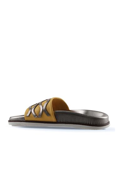 Теплі жіночі сандалі на підборах Bueno 01WU5828 з натуральної шкіри, висота підборів 3 см, доступні розміри 36-40, кольори: жовтий, рожевий, оливковий - фото 5