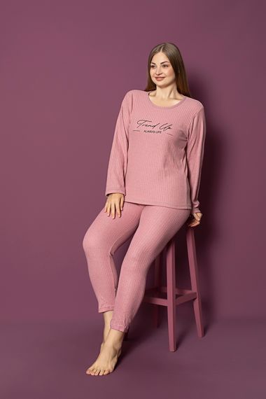 X-Dreamy Büyük Beden Pamuklu Kışlık Kadın Pijama Takımı - fotoğraf 2