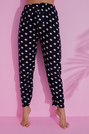 Luxury Soft Welsoft Polar Puantiyeli Kışlık Peluş Pijama Altı Pantolon - fotoğraf 1