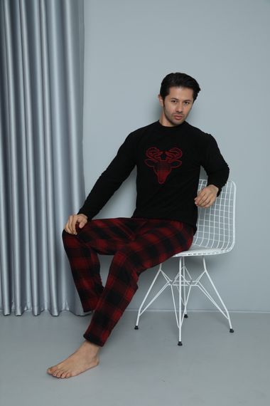 Luxury Soft Polar Plaid Checked Bull Pattern Men's Pajama Set - photo 2