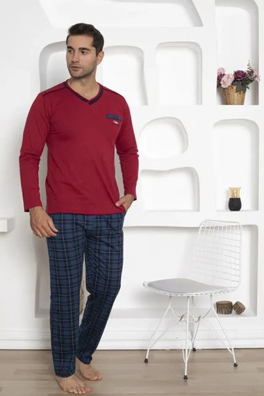 Dreamy Pamuklu Ekoseli Cepli Erkek Pijama Takımı - صورة 4