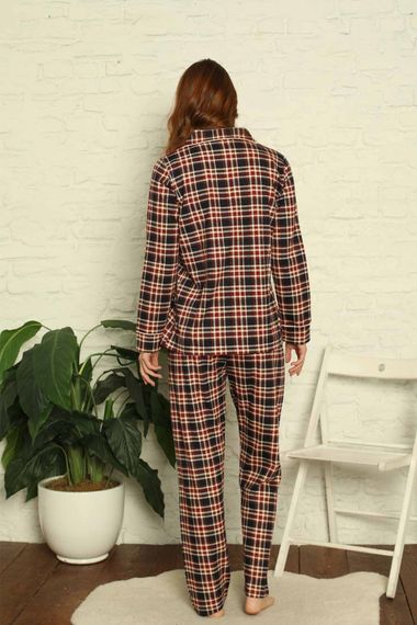 Dreamy Ekoseli Pamuklu Biyeli Uzun Kollu Gömlek Pijama Takımı - fotoğraf 5