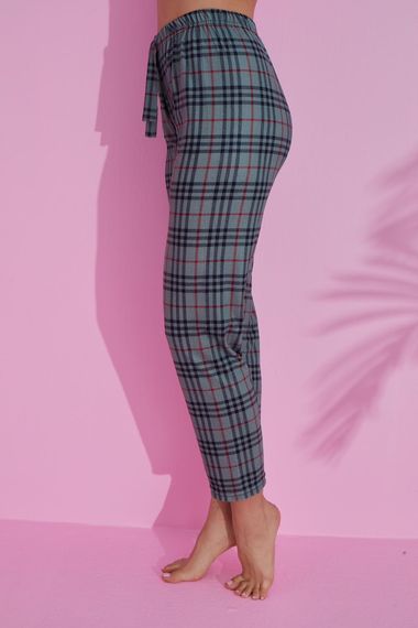 Dreamy Pamuklu Süet Ekose Desenli Pijama Altı Pantolon - صورة 2