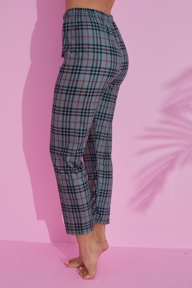 Dreamy Pamuklu Süet Ekose Desenli Pijama Altı Pantolon - صورة 4