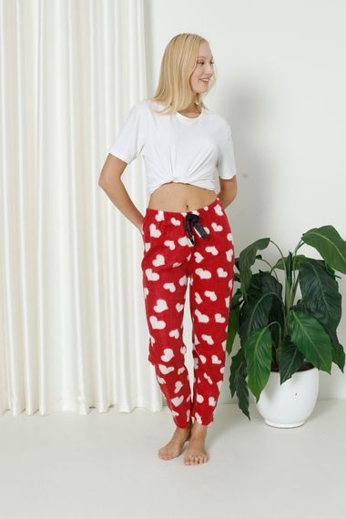 Luxury Soft Welsoft Polar Desenli Kurdeleli Kışlık Pijama Altı Pantolon - صورة 1