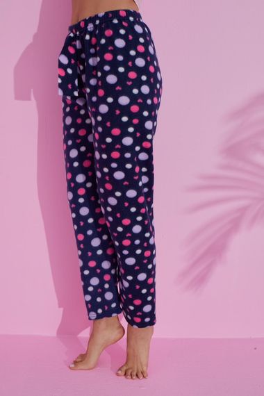 Luxury Soft Welsoft Polar Puantiyeli Kışlık Peluş Pijama Altı Pantolon - صورة 1