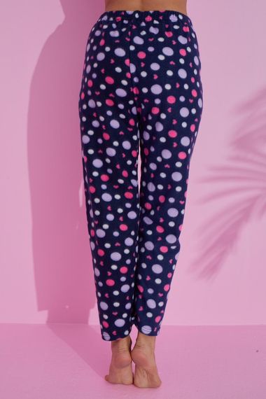 Luxury Soft Welsoft Polar Puantiyeli Kışlık Peluş Pijama Altı Pantolon - صورة 2
