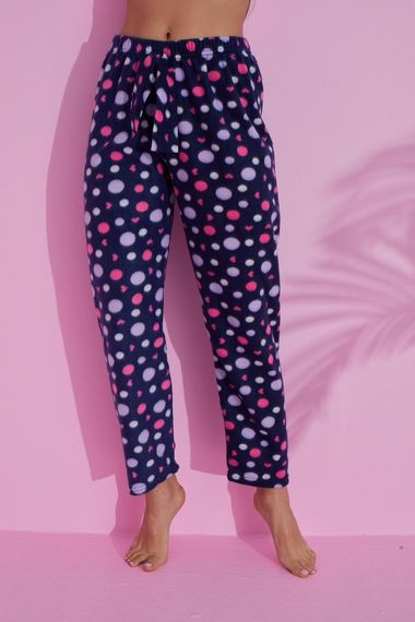 Luxury Soft Welsoft Polar Puantiyeli Kışlık Peluş Pijama Altı Pantolon - صورة 5