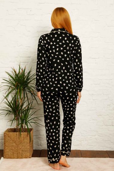 Dreamy Pamuklu Biyeli Papatya Desenli Gömlek Pijama Takımı - photo 5