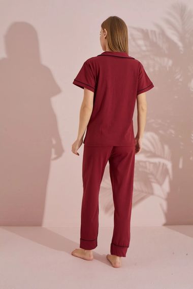 Dreamy Pamuklu Biyeli Kısa Kollu Cep Detaylı Gömlek Pijama Takımı - photo 3