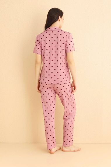 Dreamy Milan Bambu Kumaş Puantiyeli Kısa Kollu Gömlek Pijama Takımı - photo 4