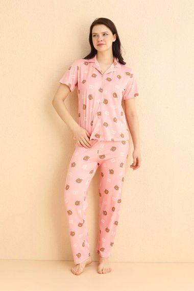 Dreamy Milan Bambu Ayıcık Desenli Kısa Kollu Gömlek Pijama Takımı - photo 2