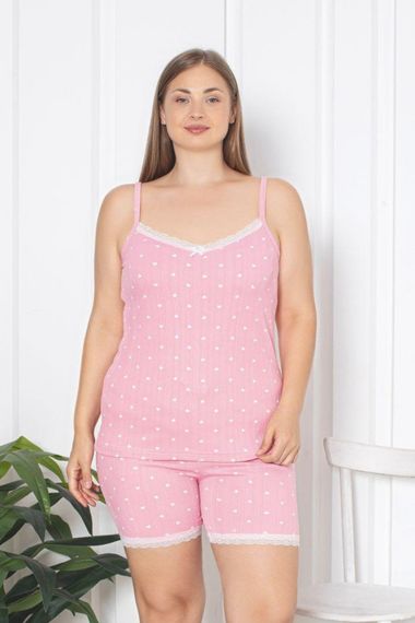 X-Dreamy Büyük Beden Dantelli Desenli Askılı Şortlu Pegasus Pijama Takımı - صورة 2