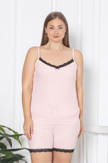 X-Dreamy Büyük Beden Dantel Detaylı İp Askılı Şortlu Pegasus Pijama Takımı - фото 2