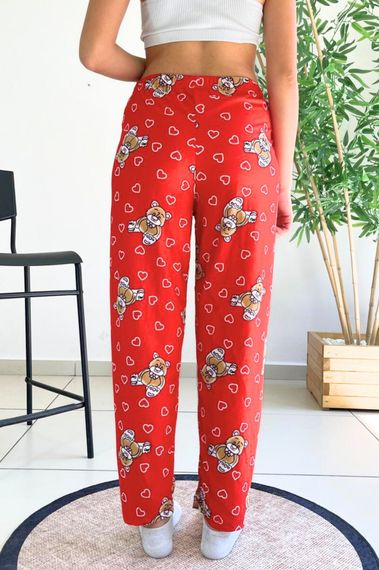Dreamy Soft Kadife Dokulu Ayıcık Desenli Süet Pijama Altı Pantolon - صورة 4