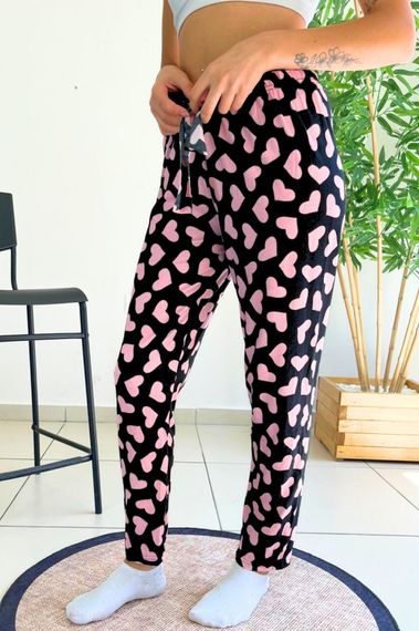 Dreamy Soft Kadife Dokulu Desenli Süet Pijama Altı Pantolon - صورة 1