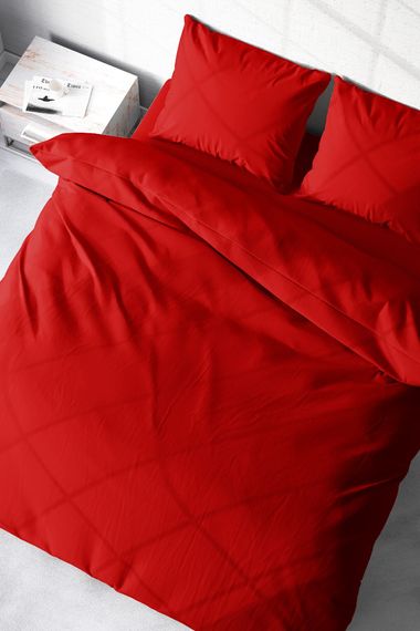 Monohome Red Lux Cotton Ranforce Double Duvet Cover Set - photo 1