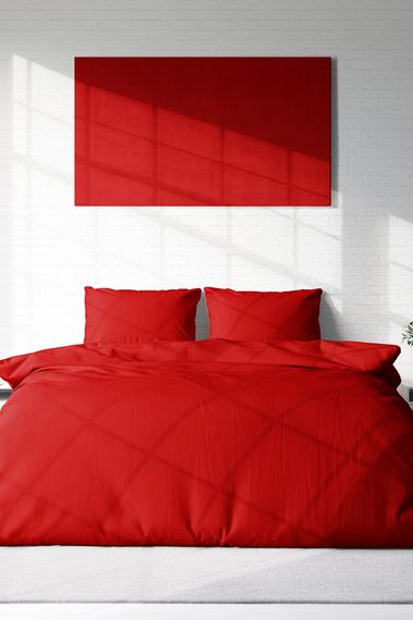 Monohome Red Lux Cotton Ranforce Double Duvet Cover Set - photo 3