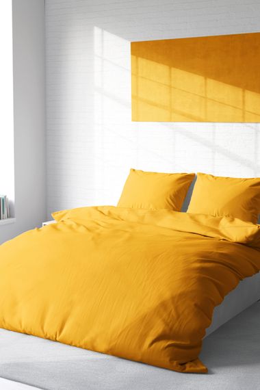 Monohome Yellow Lux Cotton Ranforce Double Duvet Cover Set - photo 2