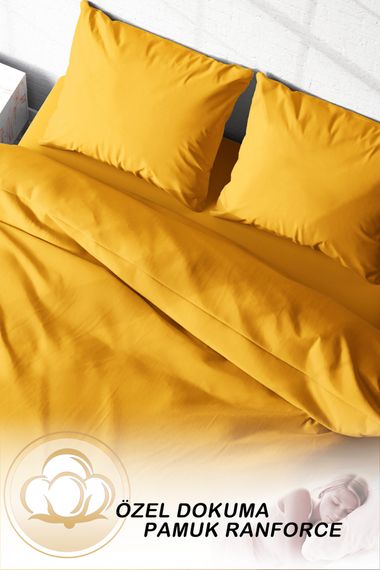 Monohome Yellow Lux Cotton Ranforce Double Duvet Cover Set - photo 4
