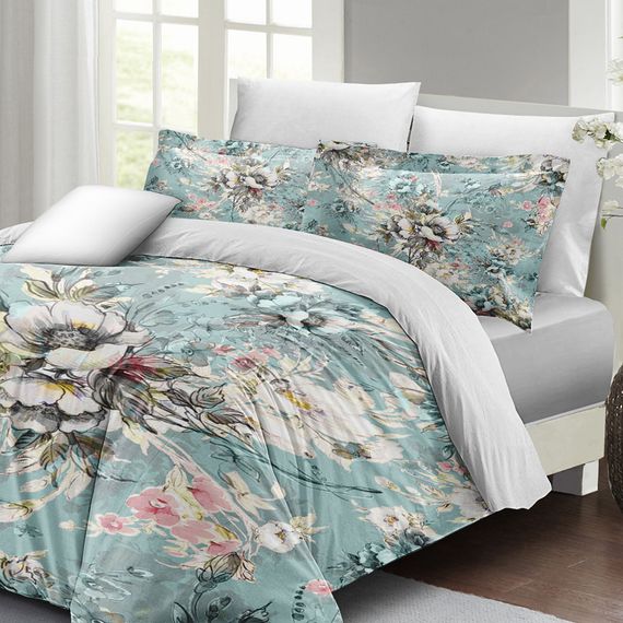 MonoHome Floral Design Luxury Double Cotton Satin Duvet Cover Set - photo 3