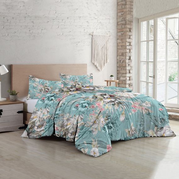 MonoHome Floral Design Luxury Double Cotton Satin Duvet Cover Set - photo 1