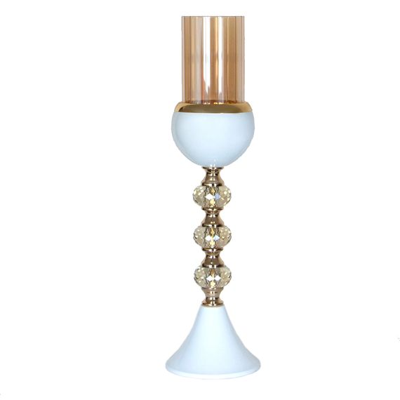 MonoHome Candlestick Crystal Three Stone White Gold 45 Cm