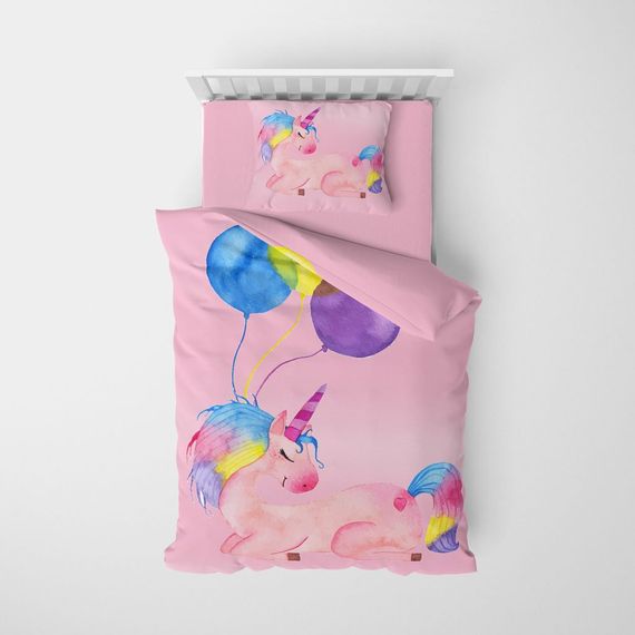 MonoHome Unicorn Balloons 3D Baby Duvet Cover Set - photo 1