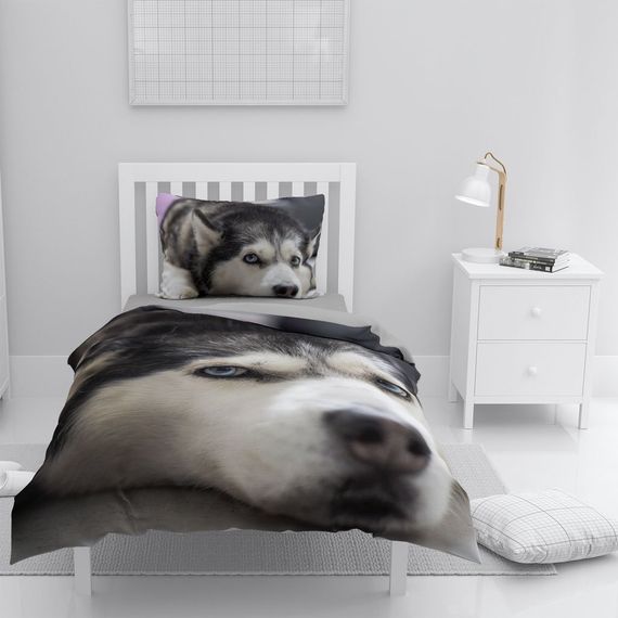 MonoHome Husky 3D Pamuk Saten Tek Kişilik Nevresim Takımı - fotoğraf 2