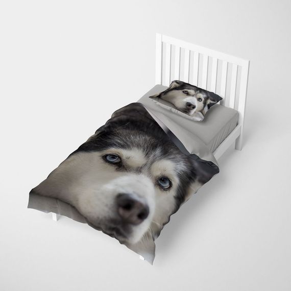 MonoHome Husky 3D Pamuk Saten Tek Kişilik Nevresim Takımı - fotoğraf 1